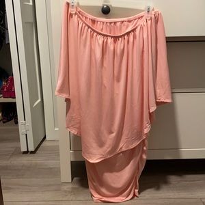 Pink off the shoulder bodycon dress